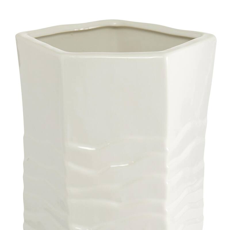 Ceramic Textured Decorative Vase - White - Roche River Decor