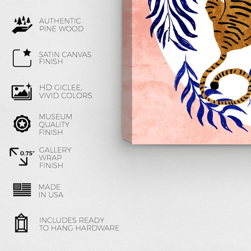 Wynwood Studio Canvas Animals Seeing Double Tigers Pink and Light Pink Bohemian & Eclectic Wall Art Canvas Print