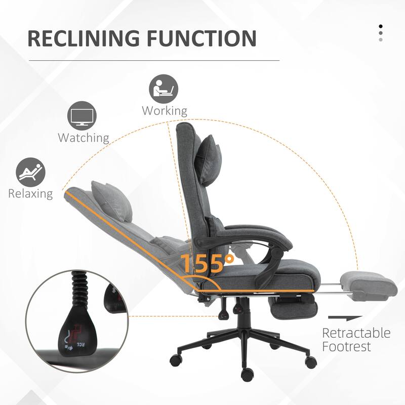 Reclining Office Chair with Headrest, Lumbar Support & Retractable Footrest Big & Tall Design