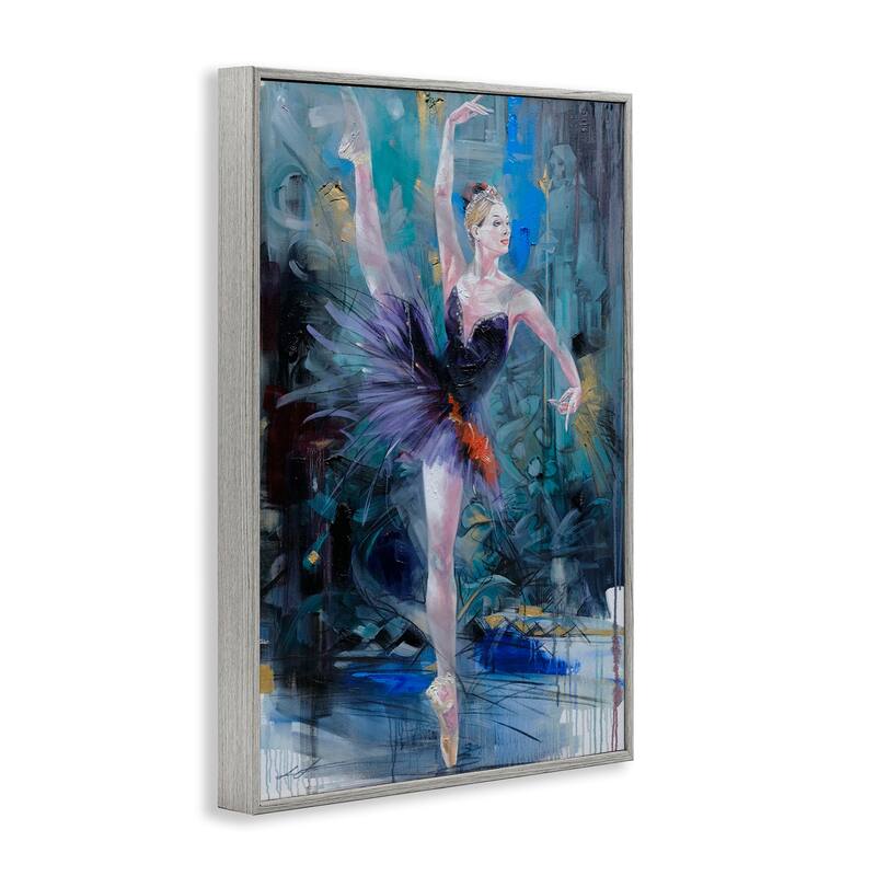 Stupell Vivid Ballet Dancer on Blue Framed Giclee Art Design By Lucille Lee