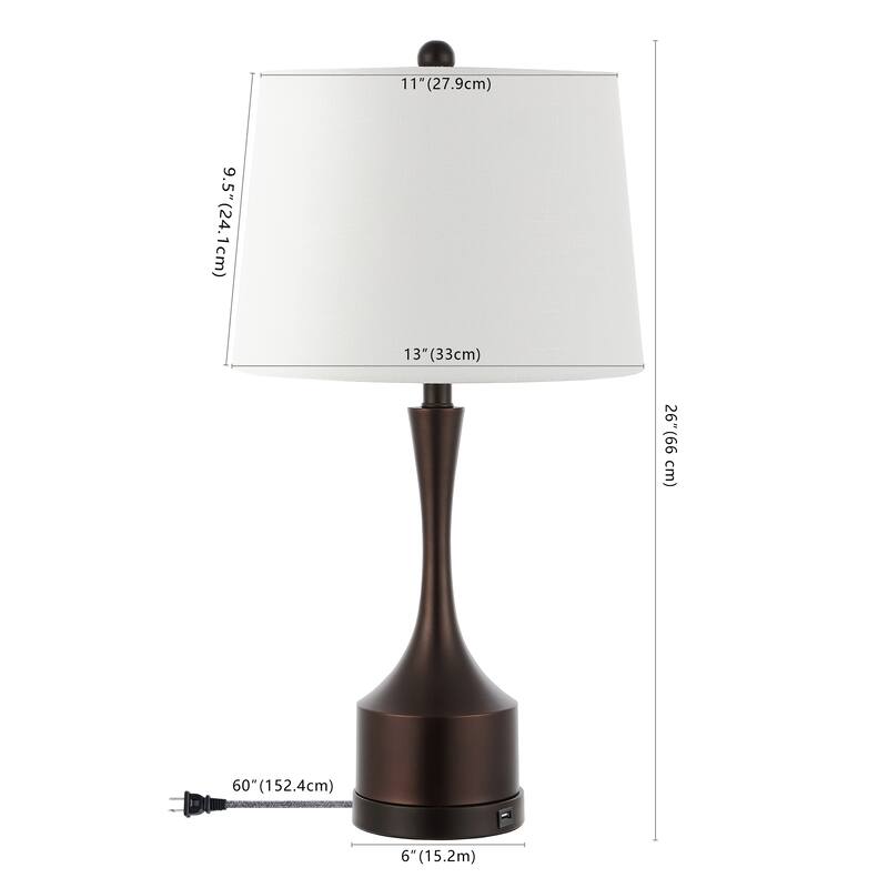 Colton 26" Classic French Country Iron LED Table Lamp with USB Charging Port, Brass Gold (Set of 2) by JONATHAN Y