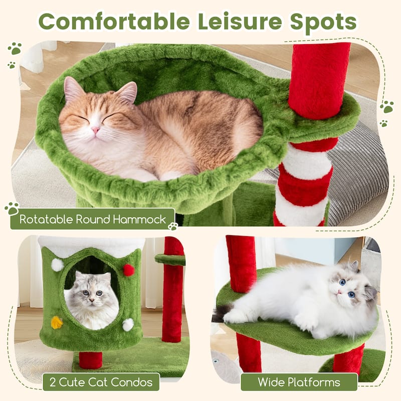 58 Inch Tall Cat Tree Tower Multi-level Pet Climbing and Jumping Tower Furniture with Condos - 45.5" x 16" x 58"