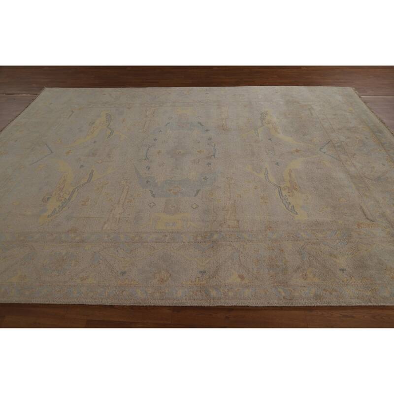 Earth Tone Camel Oushak Indian Area Rug Handmade Wool Carpet - 8'0" x 9'10"