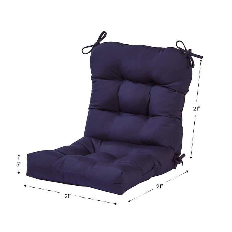 21 x 42-inch Solid Color Outdoor Seat/Back Chair Cushions (Set of 2) (Cushions Only)