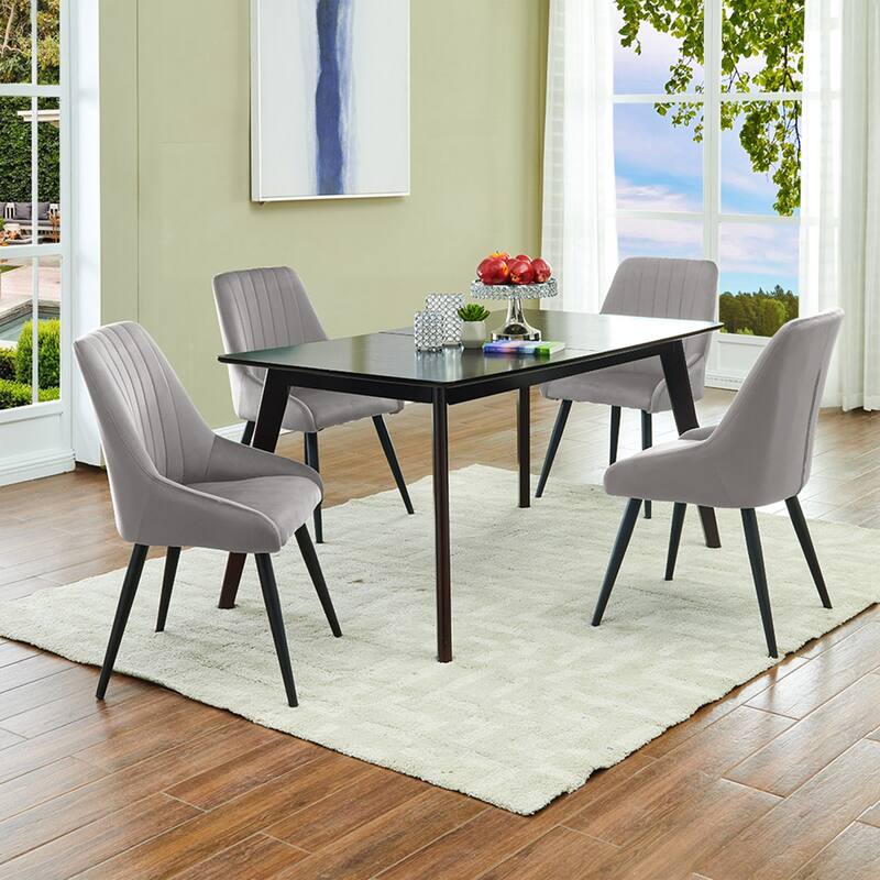 Contemporary Upholstered Velvet Dining Side Chairs - 23.5L×20.5W×35.5H - Set of 4 - Grey