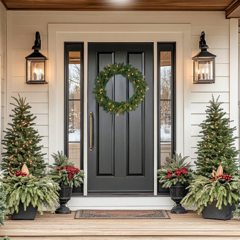 Buffalo Fir Artificial Christmas Wreath - 30-Inch, Clear Lights