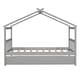 preview thumbnail 3 of 9, Twin Size Wooden House Bed with Trundle Bed & Roof , Grey