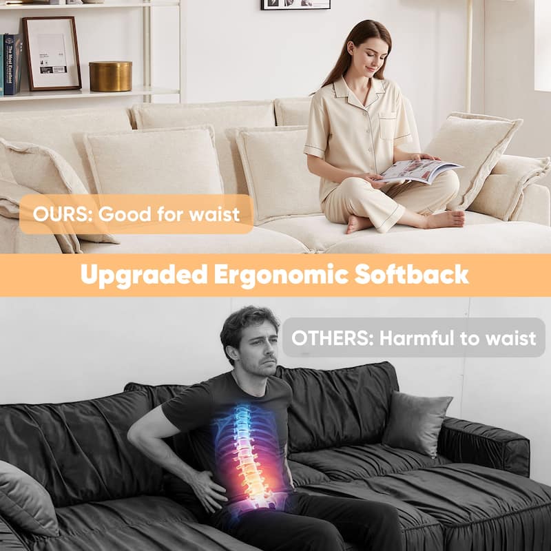 Pocassy Modern Chenille Sofa Sleeper with 24" Extra Deep Seats & 4 Throw Pillows