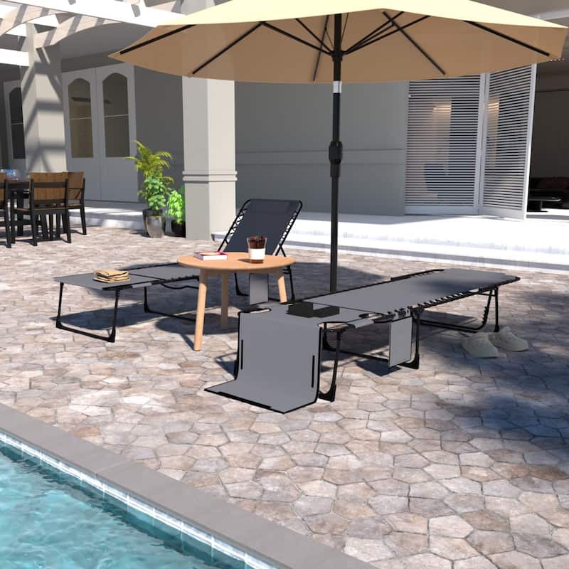 VEIKOUS Patio Chaise Lounge Chairs for Outdoor Tanning Chair with Face Hole, Pillow and Pocket