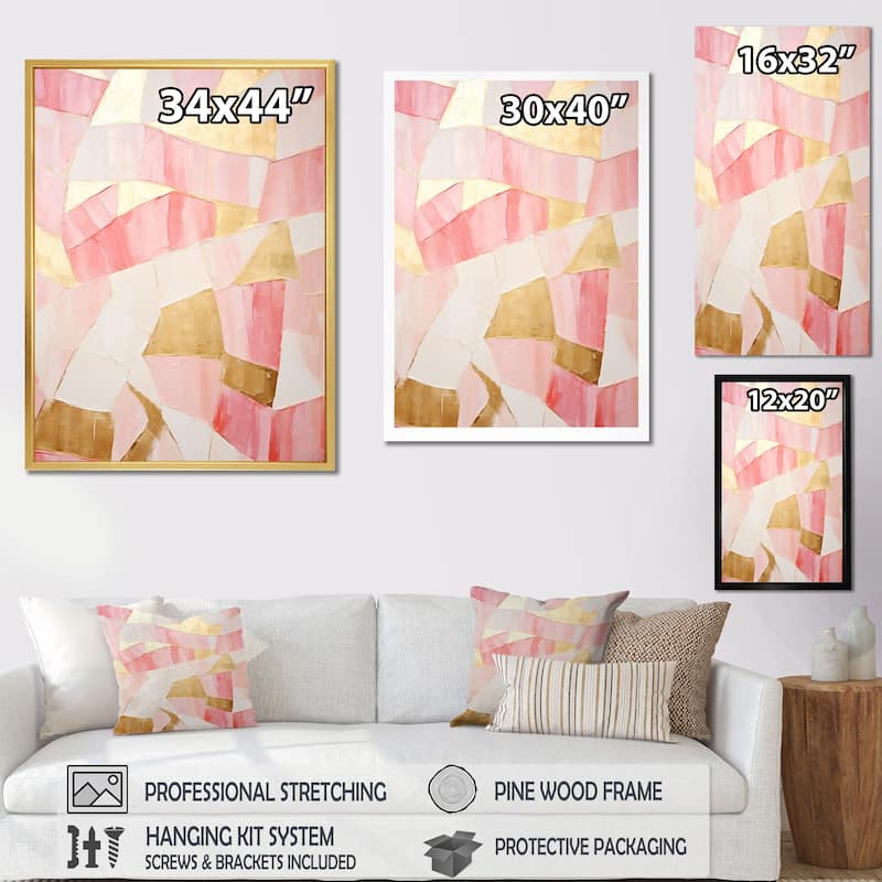 Designart "Pink And Gold Tessellations I" Abstract Shapes Wall Art
