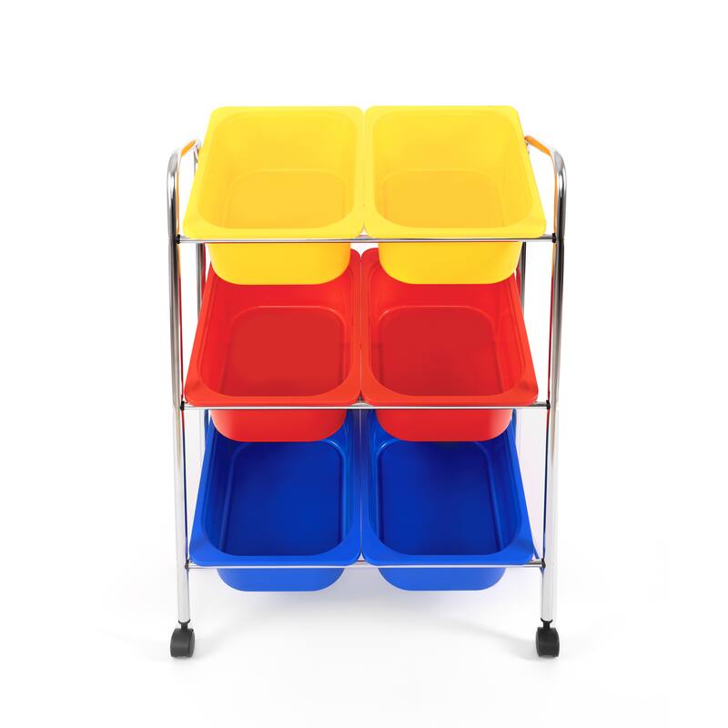 Seville Classics Multi-Use 6-Bin Organizer Cart, Multicolor