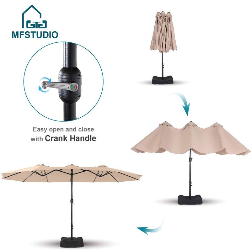 15 Ft Outdoor Patio Umbrella Double Sided, Extra Large Market Umbrella