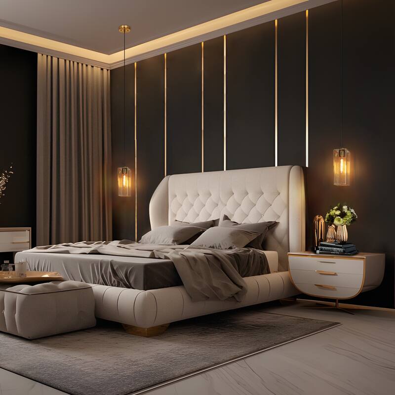 Elegant Gold 1-Light Modern Water Rippled Glass Kitchen Island Pendant Light for Dining Room - 5"W x 13.5"H