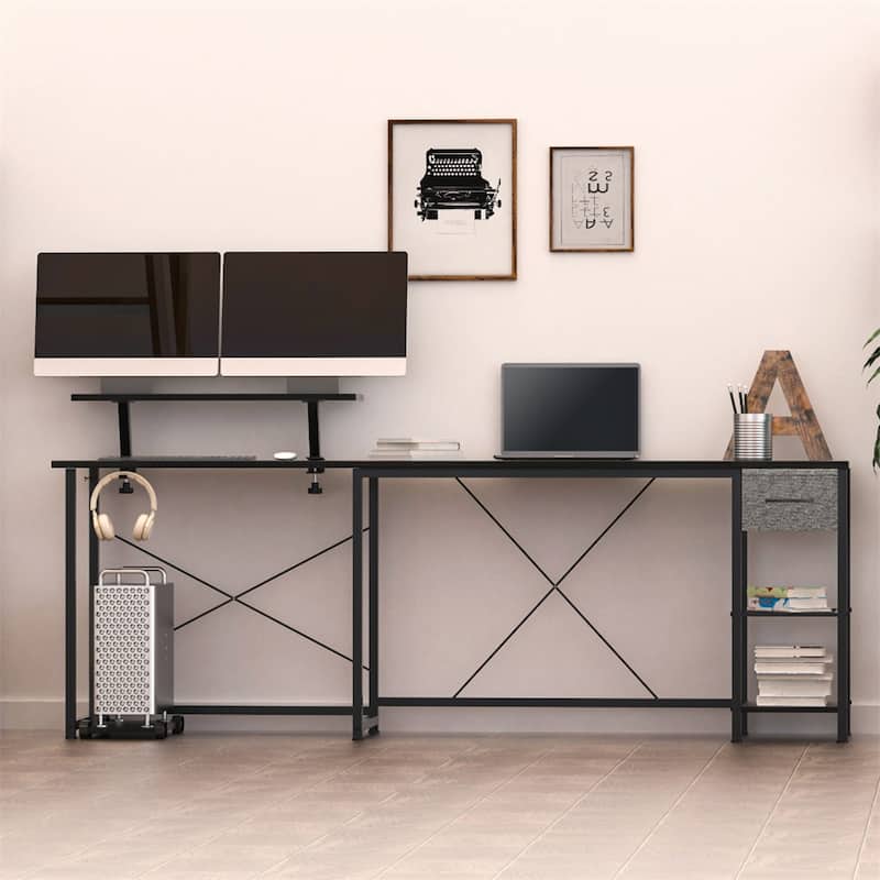 L-Shaped Multifunctional Desk - Black