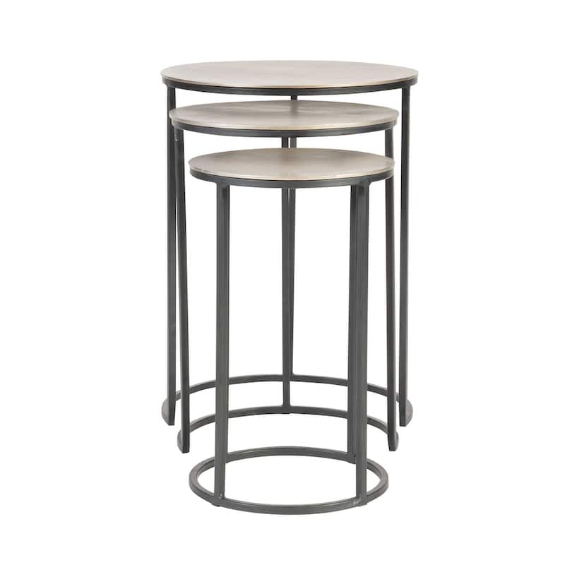 Set of 3 Black Contemporary Round Nesting Tables 23.5"