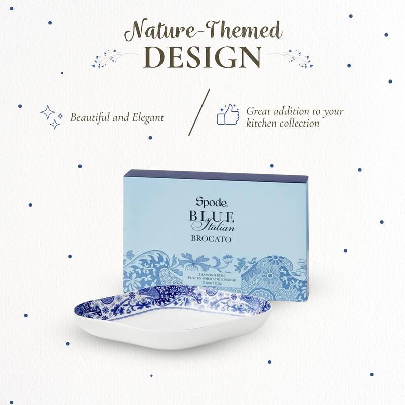 Spode Blue Italian Brocato Diamond Dish - 8.5" x 5.5" H