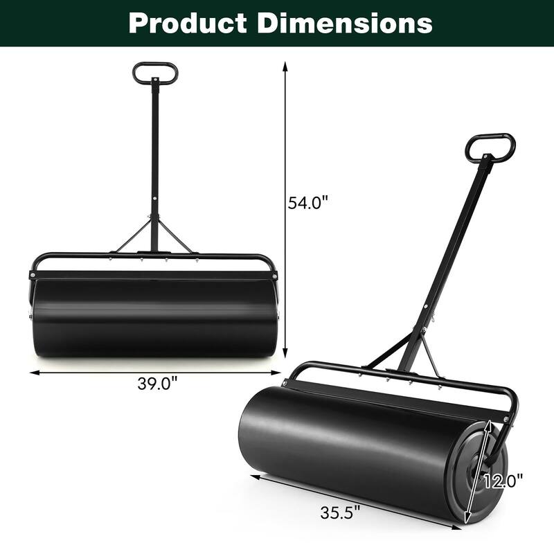 Gymax Lawn Roller Push/Tow Behind a Tractor Sod Drum Roller for Park