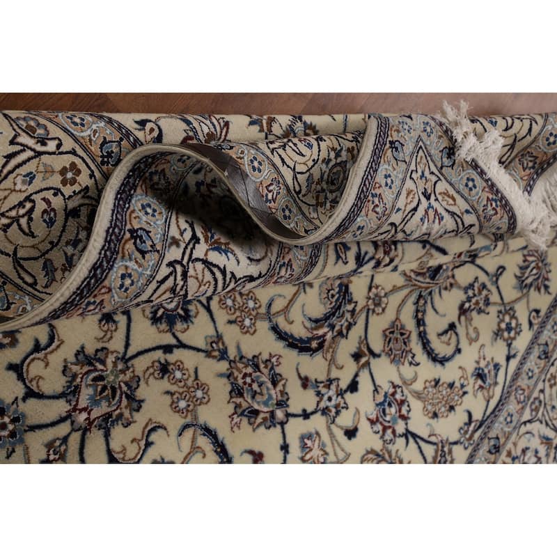 All-Over Floral Nain Persian Area Rug Hand-Knotted Wool Carpet - 6'8"x 10'0"