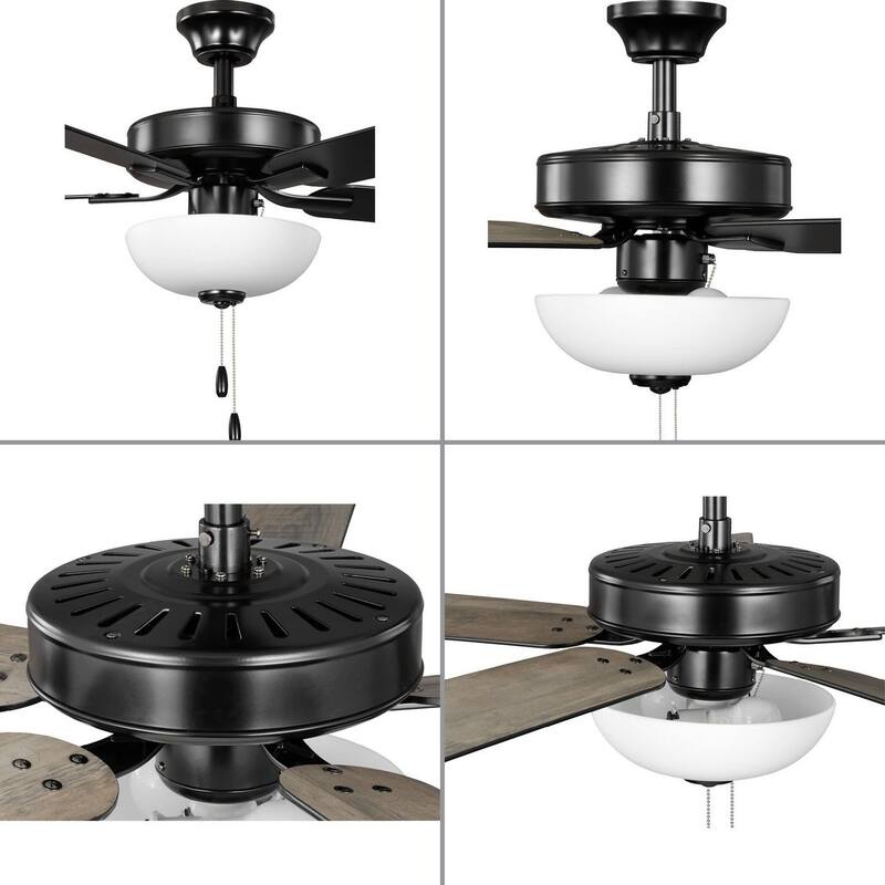 AirPro 52 in. Matte Black 5-Blade AC Motor Ceiling Fan with Light - 52 in x 52 in x 16.7 in