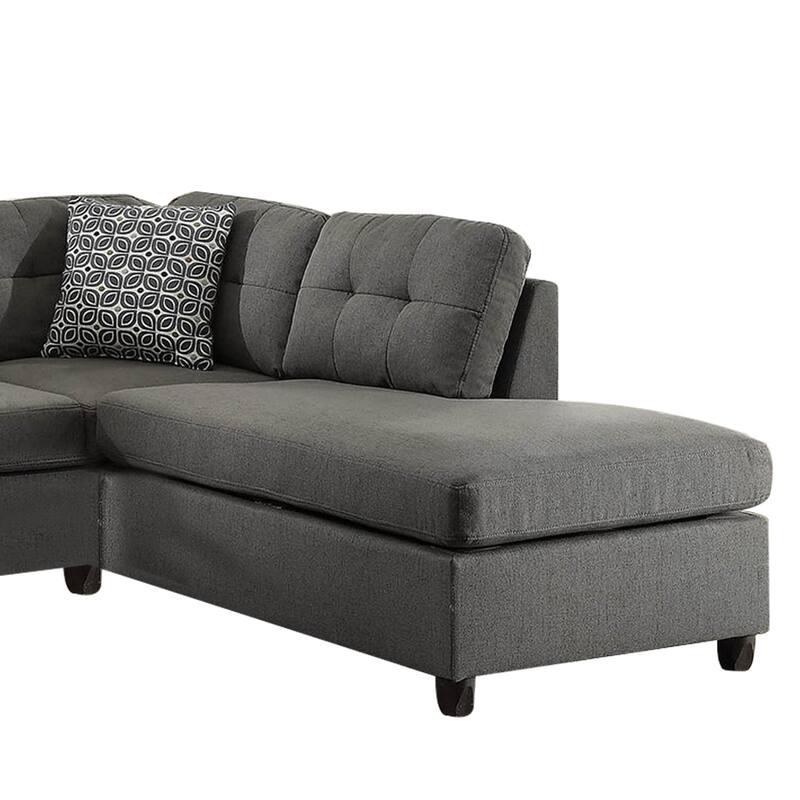Fabric upholstered Tufted 2 Piece Sectional Sofa with Pillows, Gray