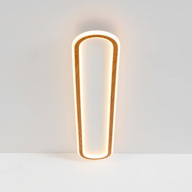 Scandinavian Linear Wood Ring Dimmable LED Flush Mount Light