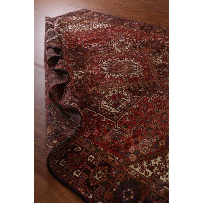 Vintage Vegetable Dye Heriz Persian Area Rug Wool Hand-knotted Carpet - 9'10" x 13'0"