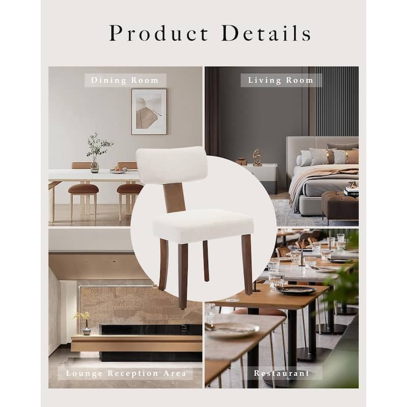 Modern Fabric Dining Chairs, Upholstered Kitchen Chairs with Hardwood Frame, Wood Legs, Nailhead Trim