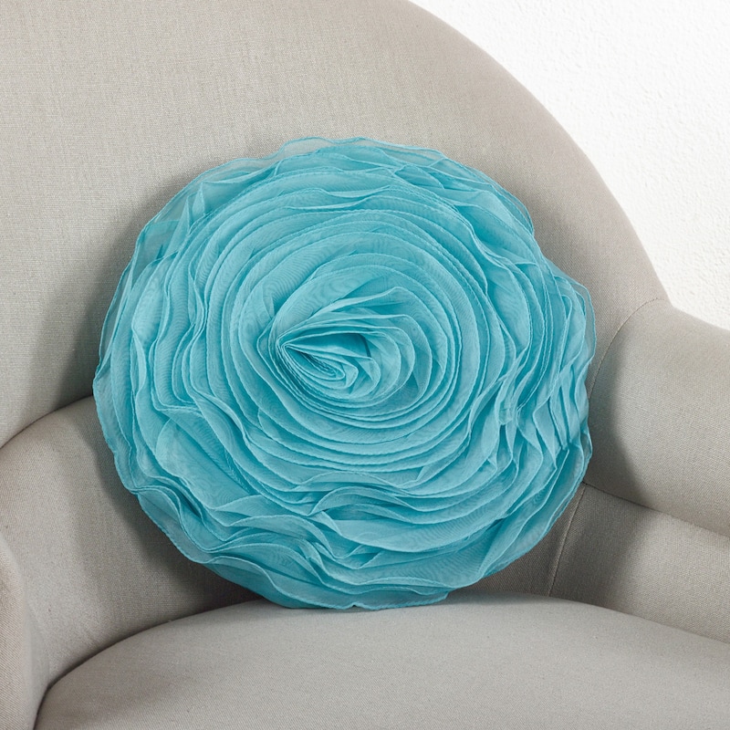 Rose Design Throw Pillow - Turquoise - 16"x16"