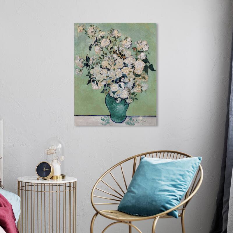 Wynwood Studio Canvas Floral and Botanical Flowers of Gold Green and Vanilla Glam Wall Art Canvas Print - 20 x 24