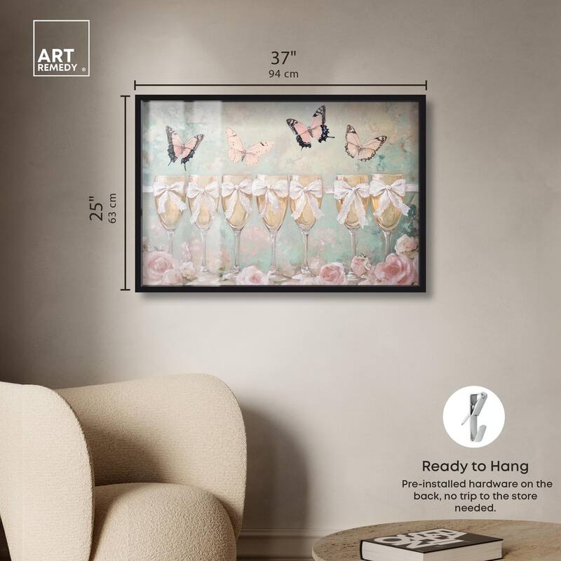 Champagne Mint and Pink Glass Shadowbox by Art Remedy