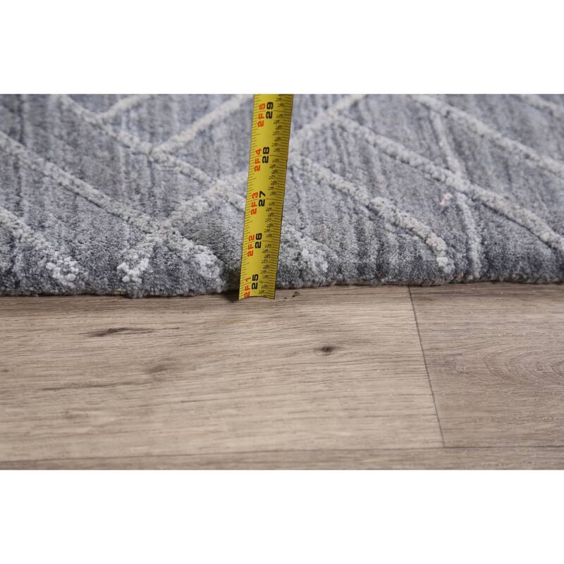 Grey Geometric Modern Moroccan Oriental Area Rug Wool Hand-knotted - 5'1" x 7'10"