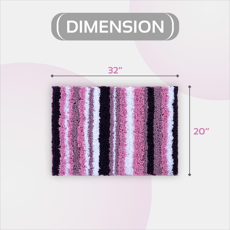 Better Trends Bath Rug 100% Polyester Super Absorbent Anti-Skid TPR Backing Bathroom Rug For Shower,Sink Mats Griffie Collection