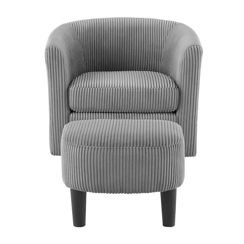 360°Swivel Corduroy Fabric Accent Chair with Ottoman (Set of 2)