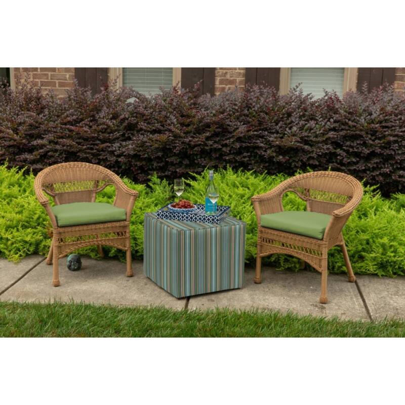 Sunbrella Solid Fabric 1-Piece Indoor/Outdoor Wicker Seat Pad Cushion, 19.5"W x 19.5"L