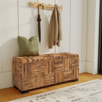 Geometric Abaca Storage Bench by East at Main