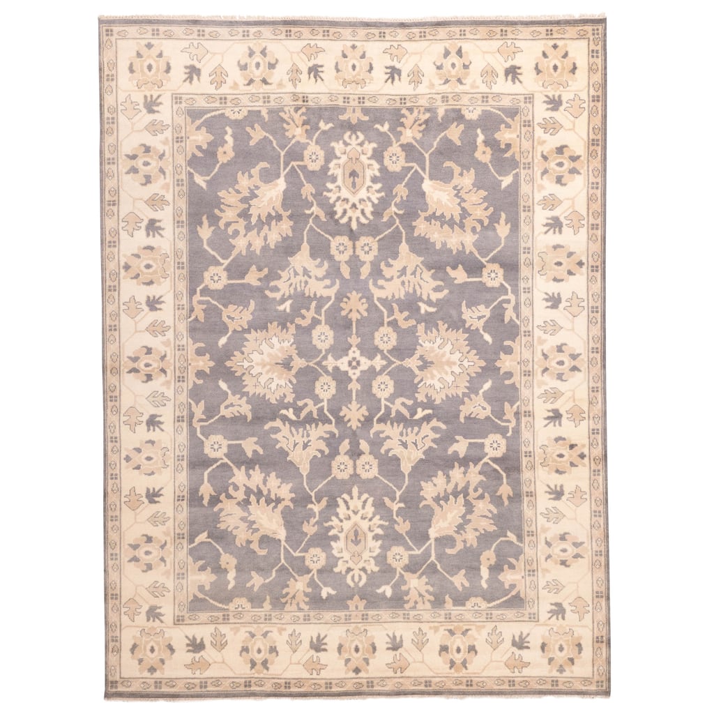 ECARPETGALLERY Hand-knotted Royal Oushak Dark Grey Wool Rug - 9'1 x 12'0