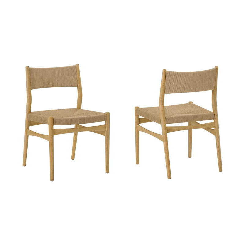 Erie Woven Paper Cord and Solid Wood Dining Chairs - Set of 2