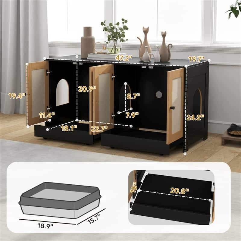 Cat Litter Box for Dual-purpose as Litter Box and Stylish End Table - 47.2"L x 19.7"W x 24.2"H