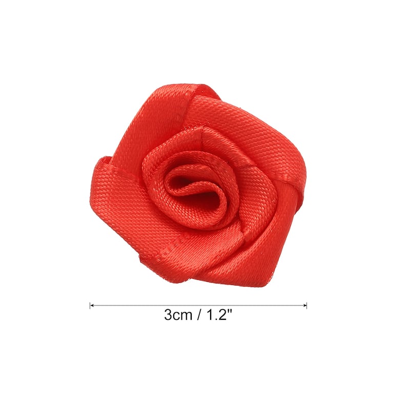 50pcs 3cm Ribbon Roses for Crafts Artificial Fabric Flowers