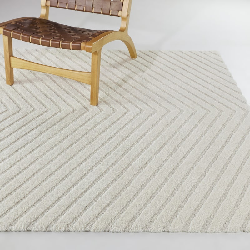 Nikolaus Modern Striped Area Rug - 5'3" x 7' - Cream - Rectangle