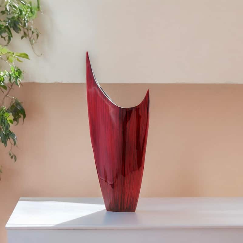 HomeRoots 18" Red Aluminum Table Vase - 4 - 4