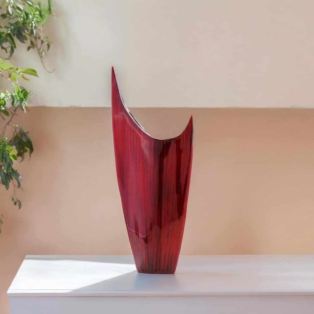 HomeRoots 18" Red Aluminum Table Vase - 4