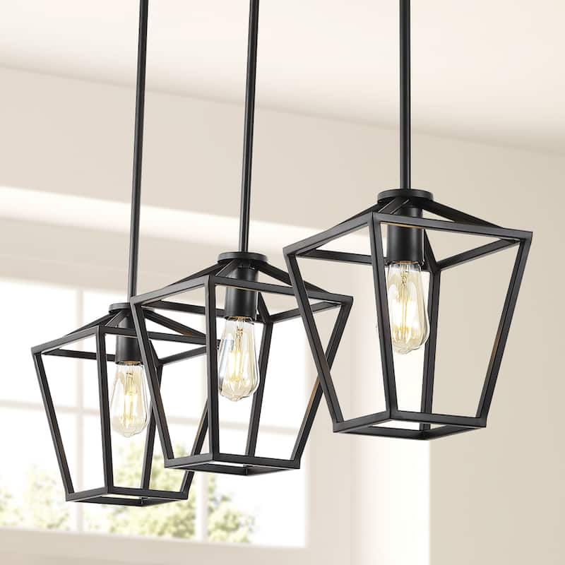 Amara 7.88" 1-Light Industrial Farmhouse Iron LED Pendant, Oil Rubbed Bronze by JONATHAN Y - 3 Light