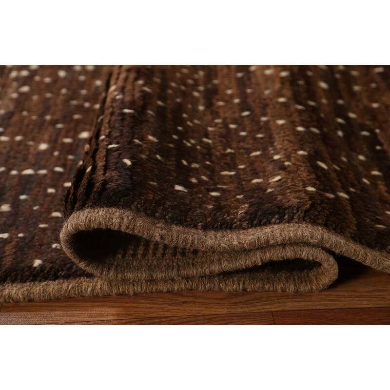 Brown Tribal Moroccan Oriental Area Rug Hand-knotted Wool Carpet - 5'11" x 9'0"