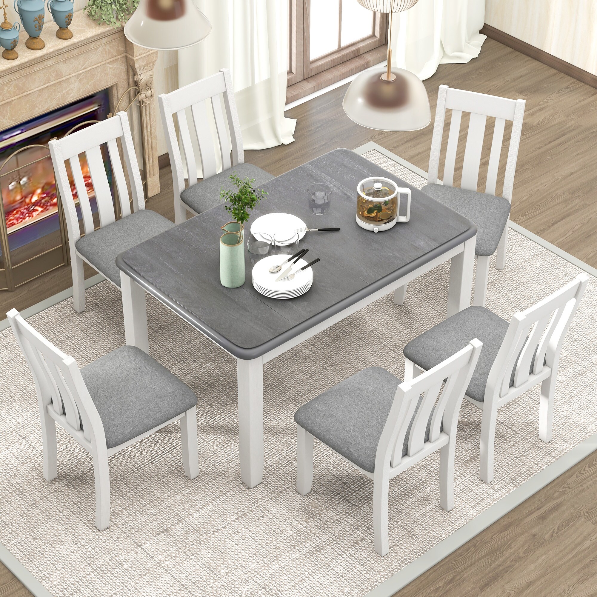 Distressed extendable outlet dining table