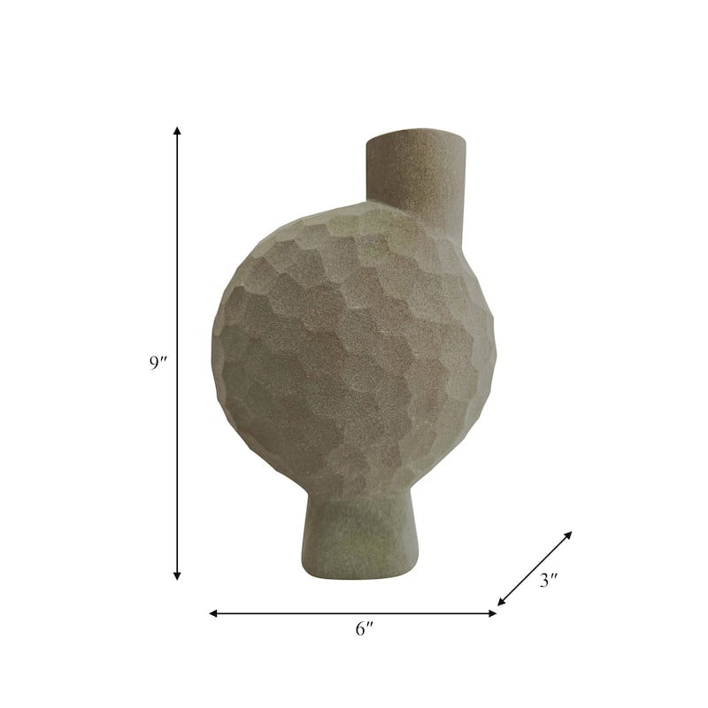 Sagebrook Home Stone Natual Round Hammered Vase
