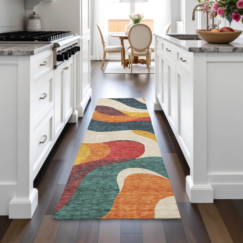 Machine Washable Indoor/Outdoor Casual Contemporary Chantille Rug