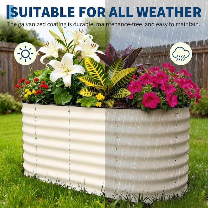 2 PCS 4x2x2 FT Galvanized Steel Raised Garden Bed, Planter for Vegetables, Flowers with Anti-Cut Strips - N/A