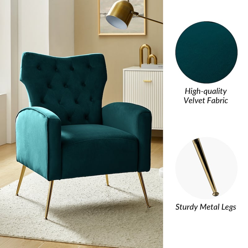 Abadiana Accent Tufted Chair with Metal Base by HULALA HOME