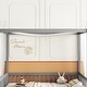 preview thumbnail 14 of 28, Wooden Sturdy Structure Twin Size Canopy Bed Floor Bed with Fence,Guardrails